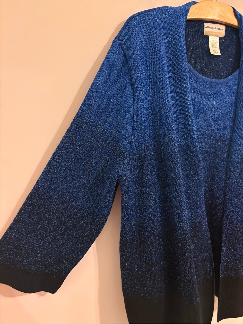 Alfred Dunner Blue metallic 2-piece look sweater - Picture 5 of 7
